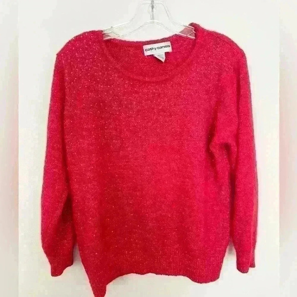 Cathy Daniels Plus Women Large RED MINI STUDS FANCY LONG Sleeve Sweater Holiday - Picture 5 of 8